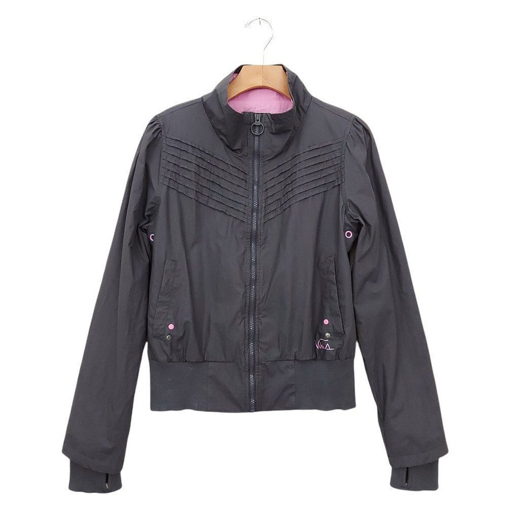Vans Bomber Girls Jacket Youth Size Large Gray Full Zip Long Sleeve Thumbhole